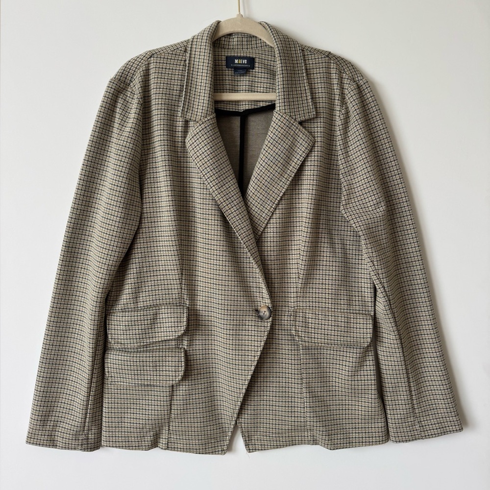 Anthropologie Maeve Collegiate Knit Houndstooth Blazer Jacket XL - Picture 3 of 12